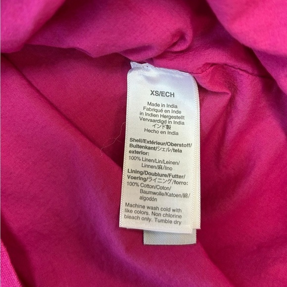 J. CREW Womens Button Back Shift Dress Beauchamps Linen Neon Flamingo Pink Sz XS - Picture 6 of 7